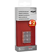 Sigel GL192 - Imanes de neodimio C5 para pizarra de cristal magnética (10 x 10 x 10 mm- diseño cubo- 6 unidades)- color…